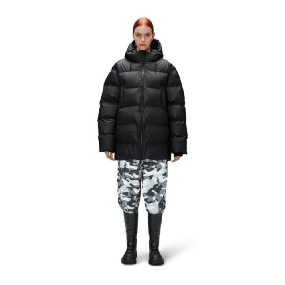 RAINS Unisex Alta logo-patch hooded padded jacket XS